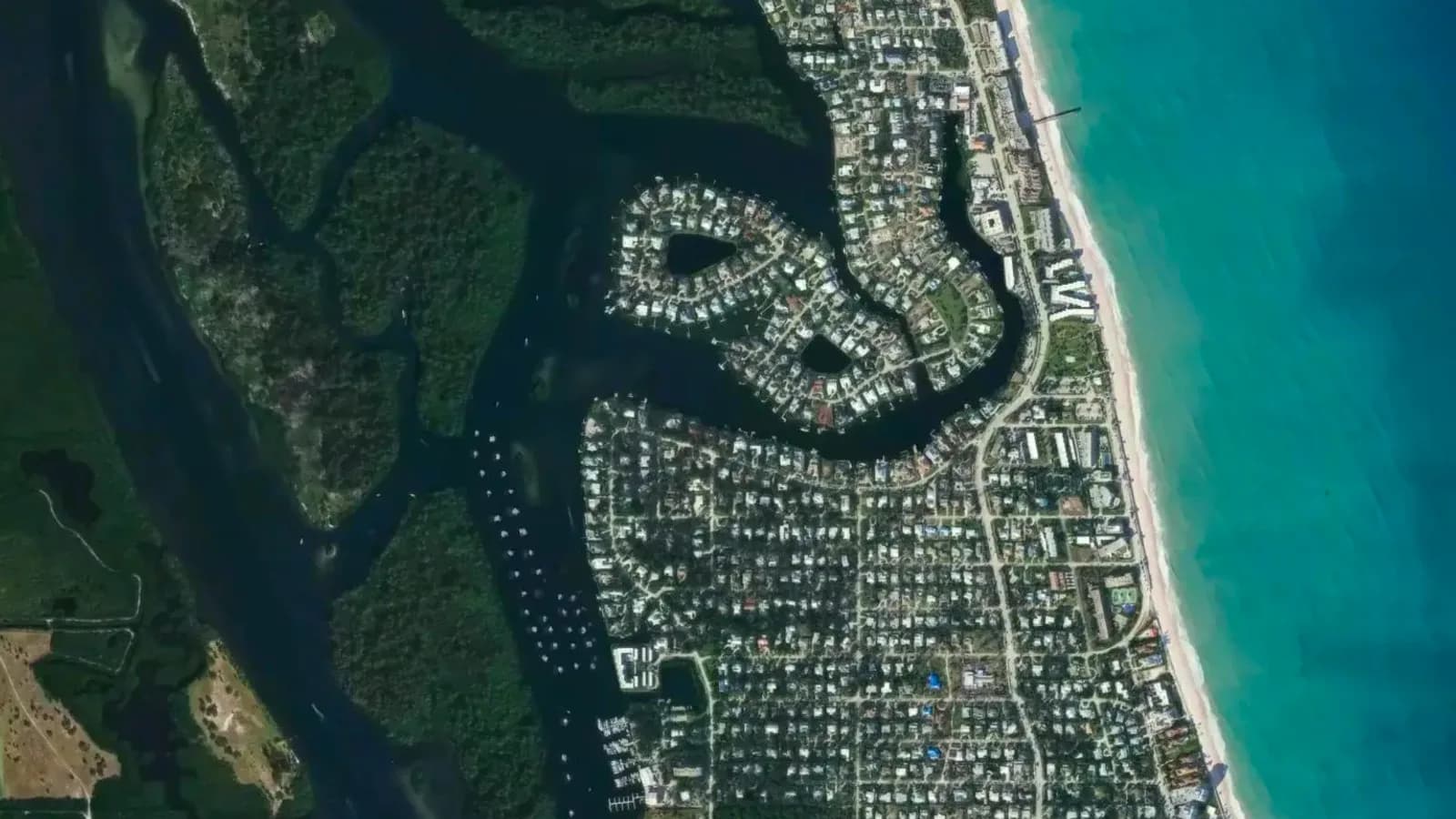 Aerial view over Vero Beach, Florida (illustrative)