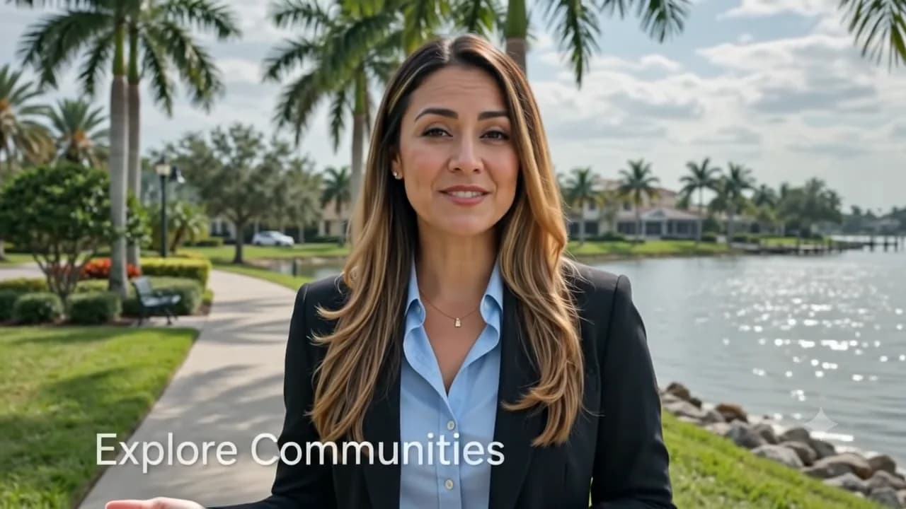 A waterfront Treasure Coast community with palms and a lake